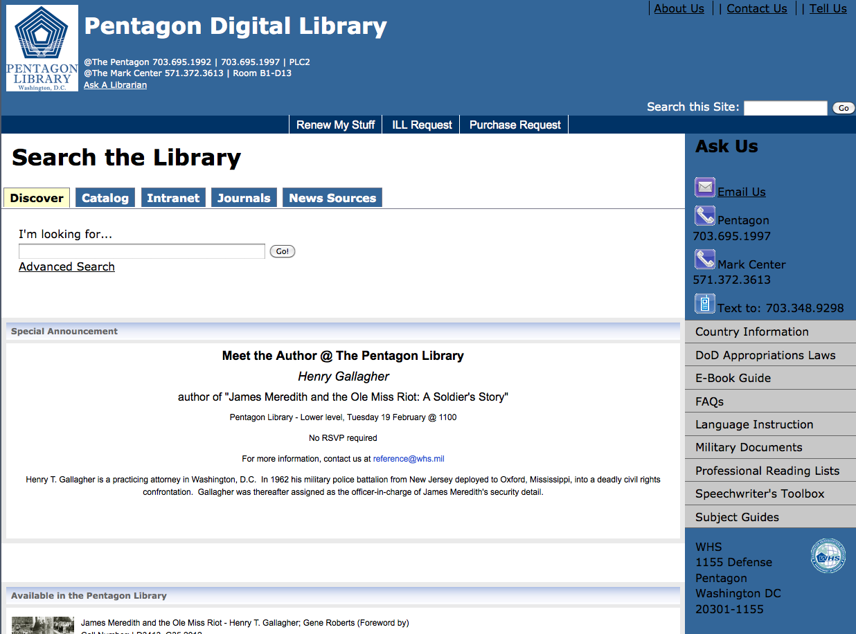 Pentagon Library Website