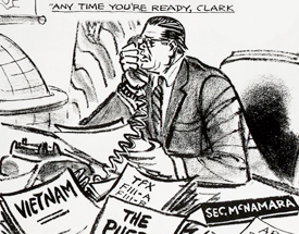 Cartoon depicting SecDef Clifford's inheritance