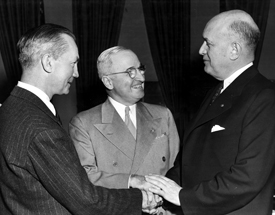 Johnson with former SecDef Forrestal and Pres.Truman