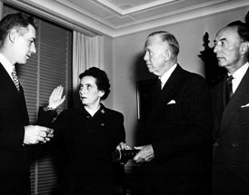 Anna Rosenberg is sworn in as Asst. Secretary of Defense