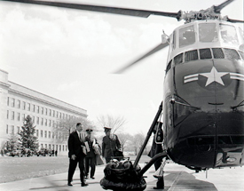 SecDef McNamara Departs via Helicopter