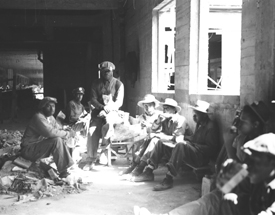 Pentagon construction workers on break