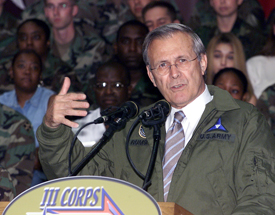 SecDef Rumsfeld conducts Town Hall meeting at Fort Hood